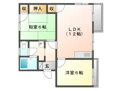 タウニィ橘 5棟(2LDK/2階)の間取り写真