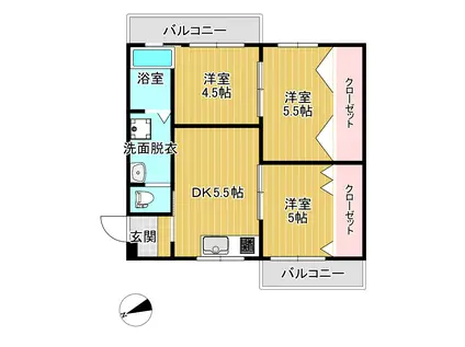 中園NSマンション(3DK/1階)の間取り写真