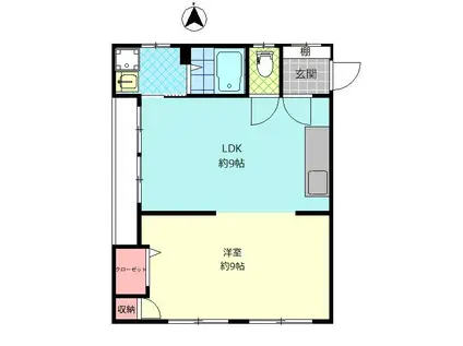 リジェネ大津(1LDK/3階)の間取り写真