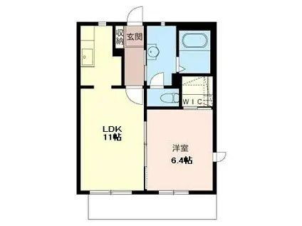 ヴィルフォーレ(1LDK/1階)の間取り写真