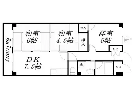 ベルトピア西明石7(3DK/5階)の間取り写真