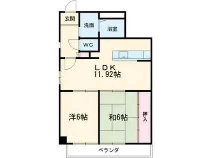 ハーモニー山本(2LDK/5階)の間取り写真