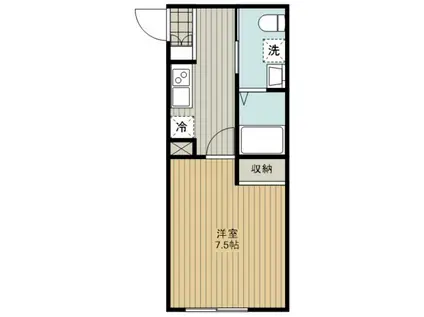 ブルーベイGYODA3(1K/1階)の間取り写真