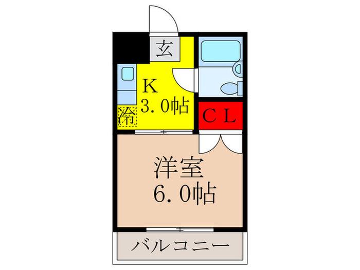 バンブーハイツ(1K/2階)の間取り写真