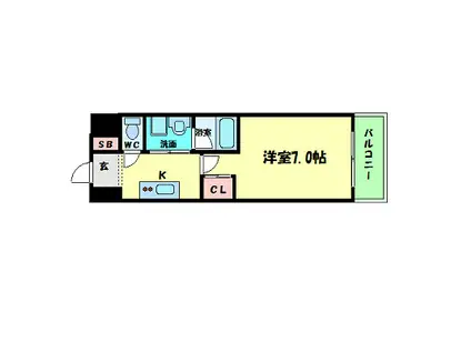 インペリアル靭本町(1K/4階)の間取り写真