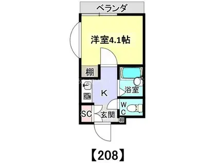 メゾンドKOMA(1K/2階)の間取り写真