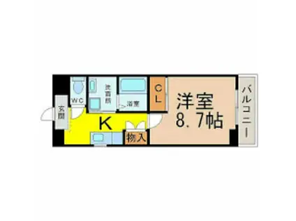 ボヌール本陣(1K/2階)の間取り写真