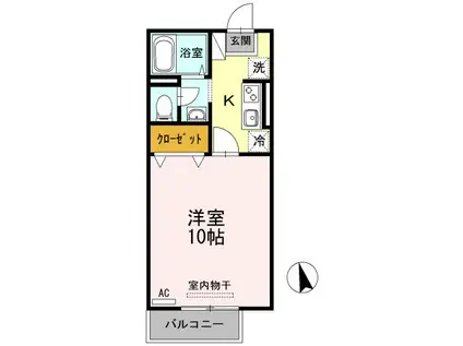 モーニンググローリー(1K/2階)の間取り写真