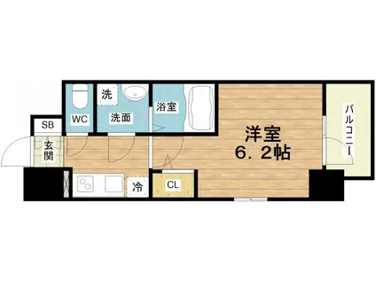 エスリード弁天町クレール(1K/4階)の間取り写真