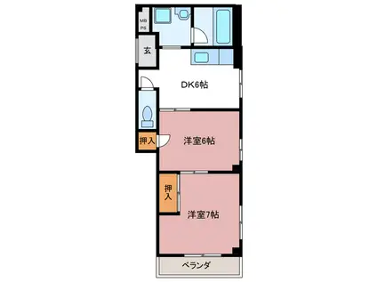 豊中第三共立マンション(2DK/2階)の間取り写真