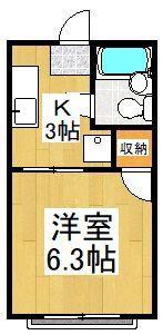 ジュネスホープ(1K/2階)の間取り写真