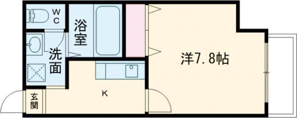GRADITO富雄駅前 2番館(1K/1階)の間取り写真
