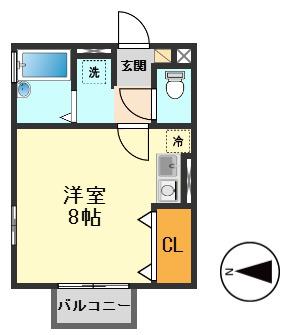 京成本線 江戸川駅 徒歩3分 2階建 築19年(ワンルーム/2階)の間取り写真