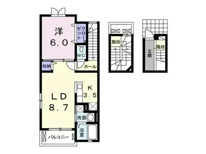 FMシェーネ(1LDK/3階)の間取り写真