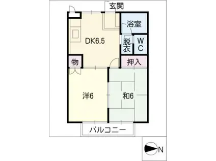 SAMAXフィオーレ(2DK/1階)の間取り写真