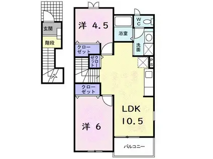 プレッソ・トリデ(2LDK/2階)の間取り写真