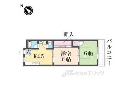 富雄サニーハイツ(2DK/3階)の間取り写真