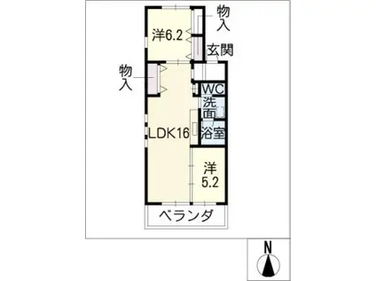 CUBE KIFUNE(2LDK/2階)の間取り写真