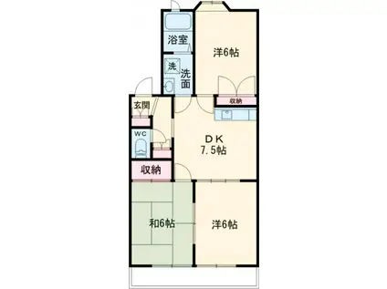 レジデンスK(3DK/2階)の間取り写真