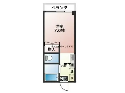 葛城ハイツ(ワンルーム/2階)の間取り写真