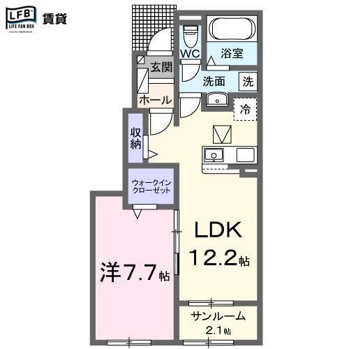 ヴェルデ・ヴェントIII(1LDK/1階)の間取り写真