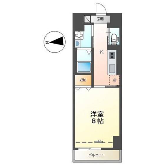 中央地所西条駅前ビル(1K/9階)の間取り写真