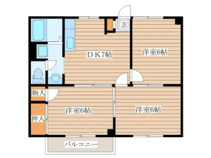 パラメーゾンA(3DK/1階)の間取り写真