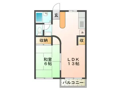 リバーサイドI(1LDK/2階)の間取り写真