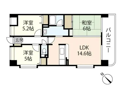 第2ライブコーポ辰広(3LDK/5階)の間取り写真