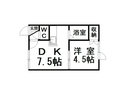 フラッグII(1DK/1階)の間取り写真