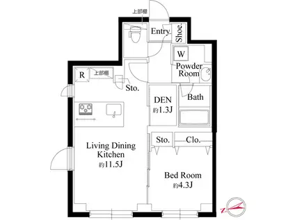 ラ・ペルラ下北沢(1SLDK/1階)の間取り写真