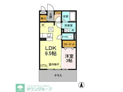 グランドゥールII(1LDK/1階)の間取り写真