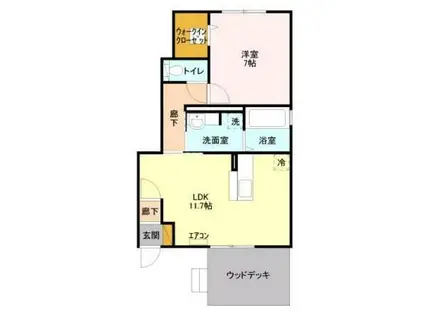 ホープライトA(1LDK/1階)の間取り写真