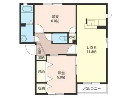サンクゼール I シャーメゾン(2LDK/2階)の間取り写真