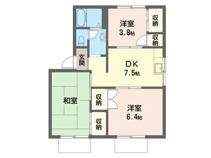 岡津コーポA(3DK/1階)の間取り写真