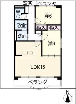 ブラウニィヒル(2LDK/4階)の間取り写真