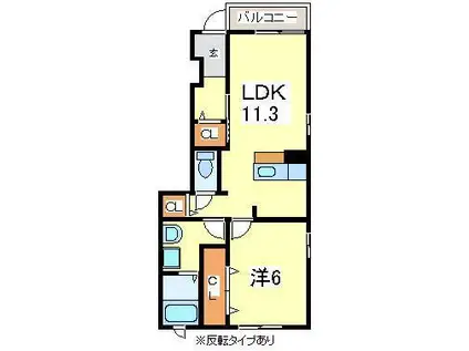 コンフォート(1LDK/1階)の間取り写真
