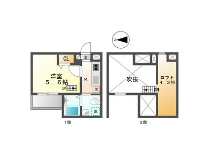 フォルトゥナ(1K/1階)の間取り写真