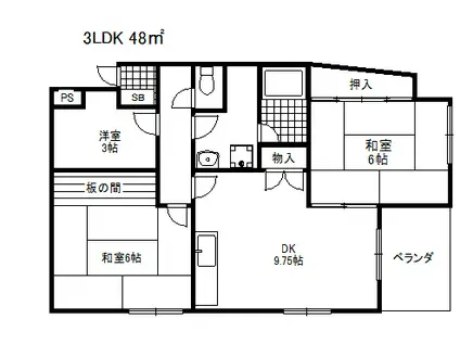 若竹ハイツ(3DK/5階)の間取り写真