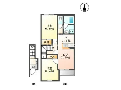 サウザンド リーフ(2LDK/2階)の間取り写真