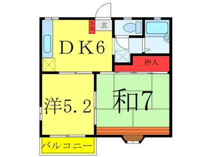 ドエル領家(2DK/1階)の間取り写真