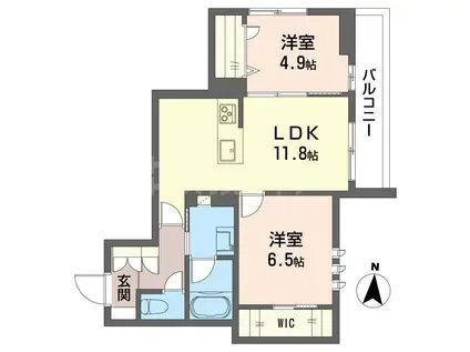THE SENSE(2LDK/2階)の間取り写真