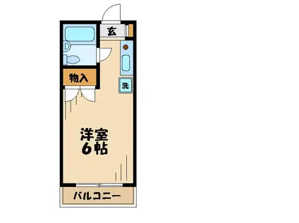 クレセントハイム(ワンルーム/2階)の間取り写真