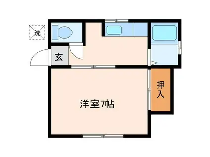 アパートメントハウスI(1K/2階)の間取り写真