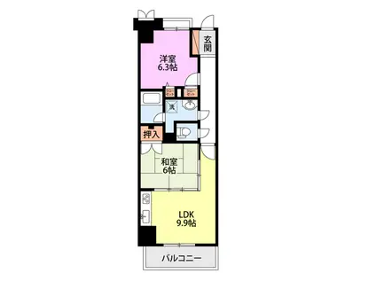 アパガーデンプレイス新潟駅(2LDK/3階)の間取り写真