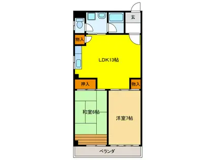 SUN・PRINCESS(2LDK/4階)の間取り写真