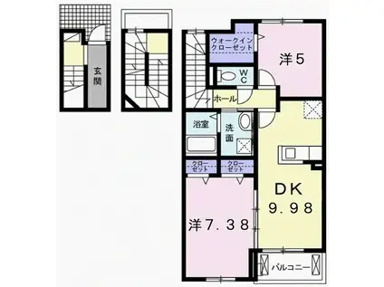 ピース ファルメゾン(2LDK/3階)の間取り写真
