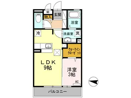 エクセレント2(1LDK/1階)の間取り写真