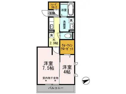 ワイズハウス(2K/2階)の間取り写真