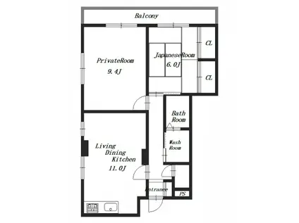 メゾンST(2LDK/4階)の間取り写真